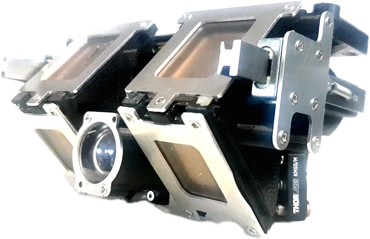 Interim twin-lens optical viewing prototype, alternate view